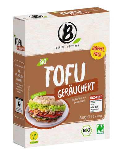 Berief Packung mit Hinweis Tofu geräuchert