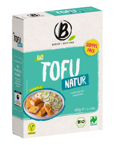 Berief Packung mit Aufschrift Tofu Natur