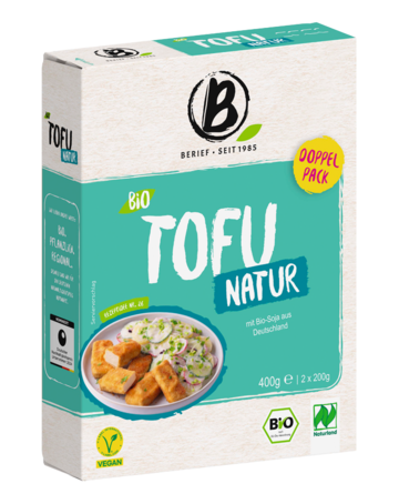 Berief Packung mit Aufschrift Tofu Natur